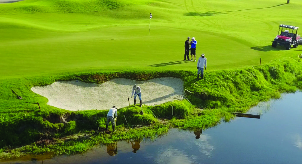 erosion control before and after - restoring banks and shorelines - golf course scenic