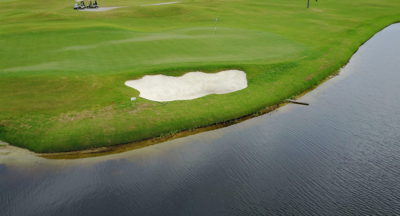 erosion control before and after - restoring banks and shorelines - golf course scenic