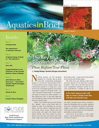 SOLitude Lake Management aquatics in brief fall newsletter
