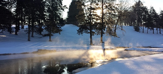 frozen snow covered lake