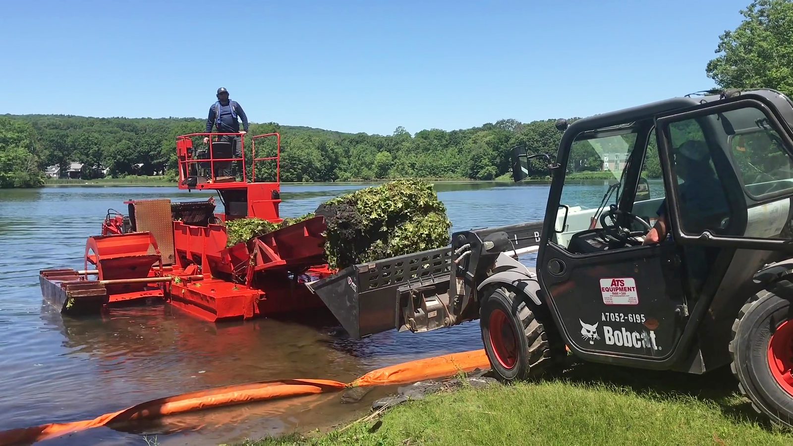 mechanical harvester aquatic weed removal