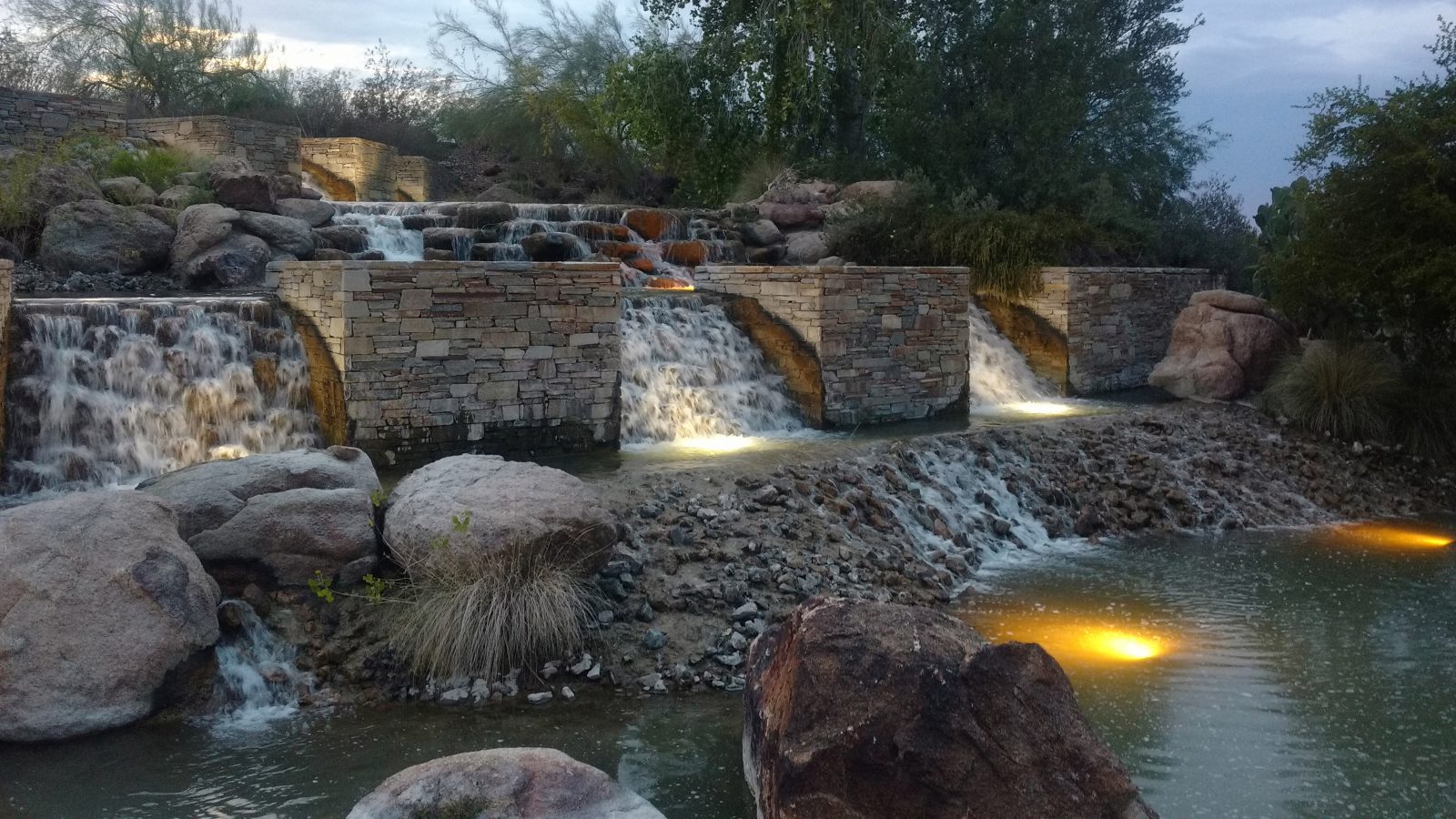 Waterfall with Lights