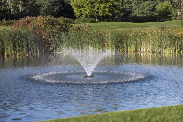 Fountain on a golf course lake