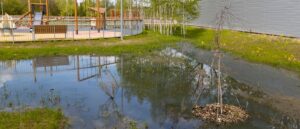 flooded playgroundpark due to poor stormwater drainage